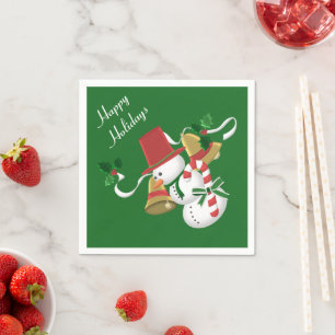 Snowman Bells Christmas Napkin