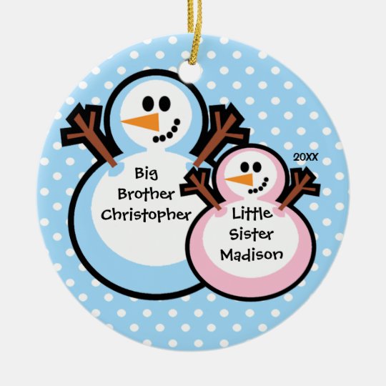 Snowman Big Brother & Lil Sis Christmas Ornament