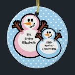 Snowman Big Sister Christmas Ornament<br><div class="desc">Dated Snowman Big Sister with little brother Christmas Ornament A Wonder Christmas gift sure to be treasured for many years to come.</div>