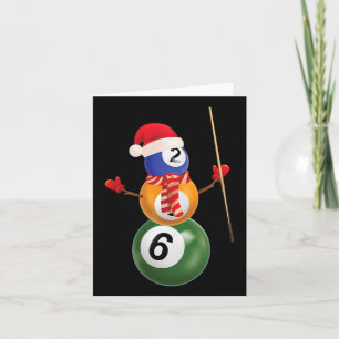Snowman Billiards Ball In Xmas Socks Lights Tree C Card