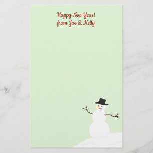 Snowman Blank Christmas New Year Writing Paper
