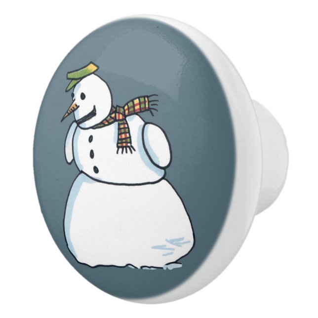 Snowman blue ceramic knob (Right)