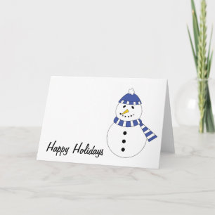 Snowman Blue Clothes Holiday Card