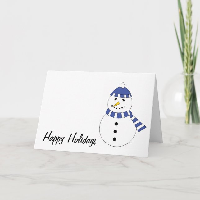 Snowman Blue Clothes Holiday Card (Front)