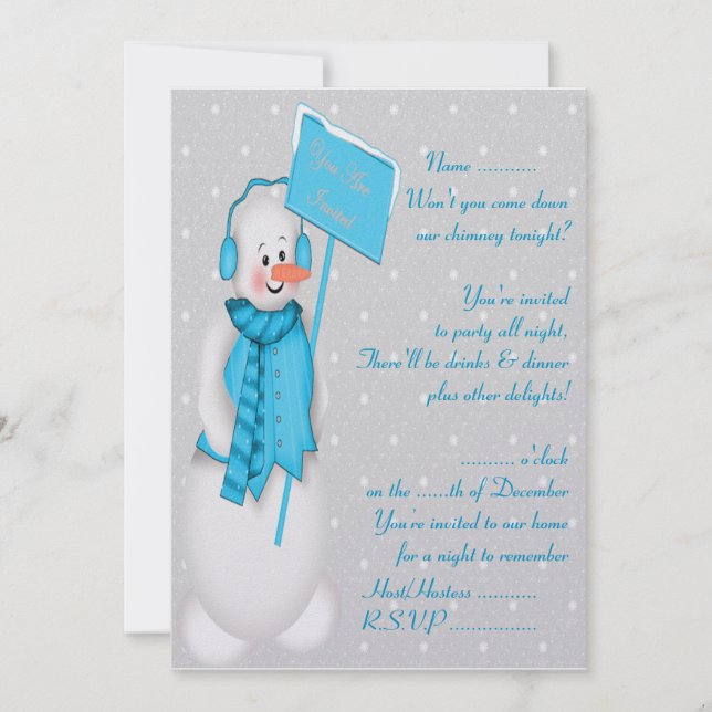 Snowman (blue) - Invitation (Front)