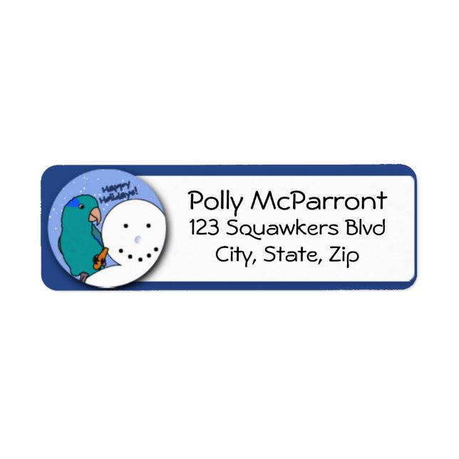Snowman Blue Parrotlet Return Address Label (Front)