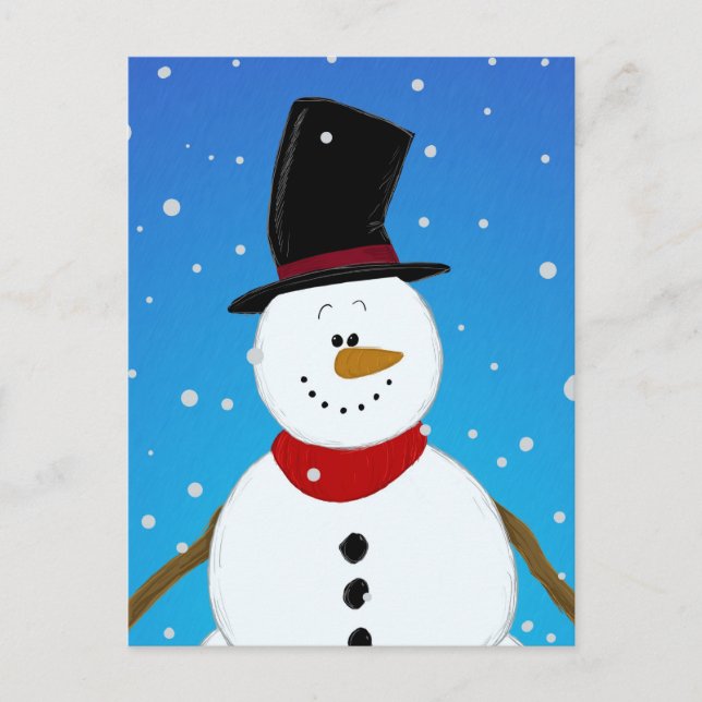 Snowman - Blue Postcard (Front)