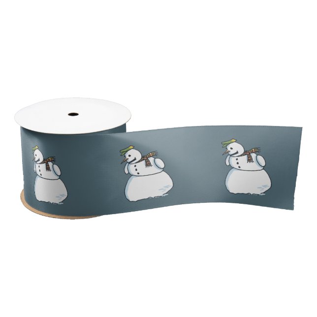 Snowman blue ribbon satin ribbon (Spool)