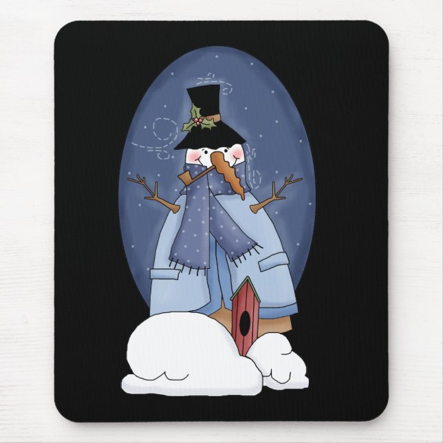 Snowman Blue Tshirts and Gifts Mouse Pad (Front)