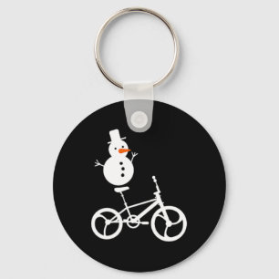 Snowman Bmx Bike Christmas Winter Funny Cycling Sp Key Ring