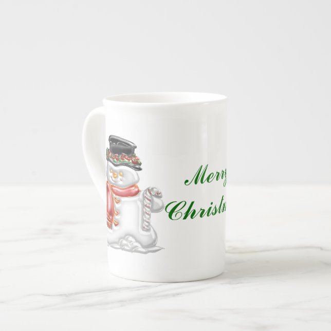 Snowman Bone China Mug (Front Left)