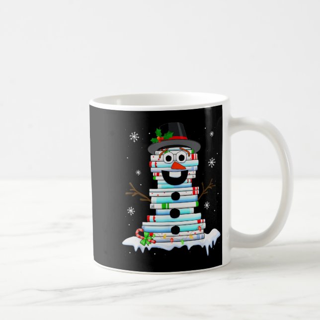 Snowman Book Stack Librarian Book Lover Christmas  Coffee Mug (Right)