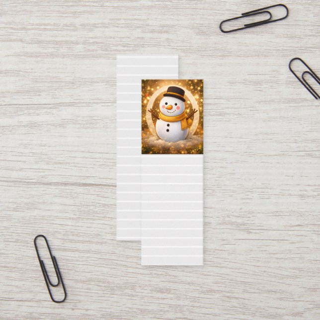 Snowman bookmark mini business card (Front/Back In Situ)
