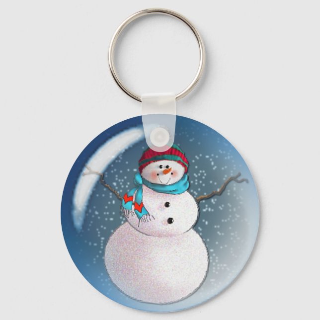 SNOWMAN BUBBLE 3 by SHARON SHARPE Key Ring (Front)
