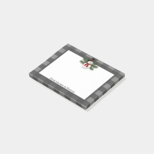 Snowman Buffalo Plaid Personalised Post-it Notes