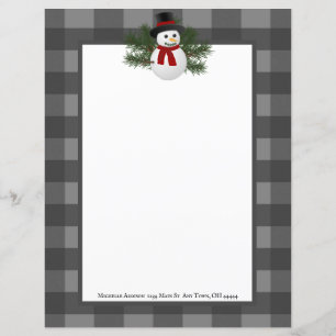 Snowman Buffalo Plaid Stationery