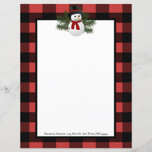 Snowman Buffalo Plaid Stationery