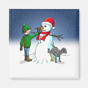 Snowman Building Magnet