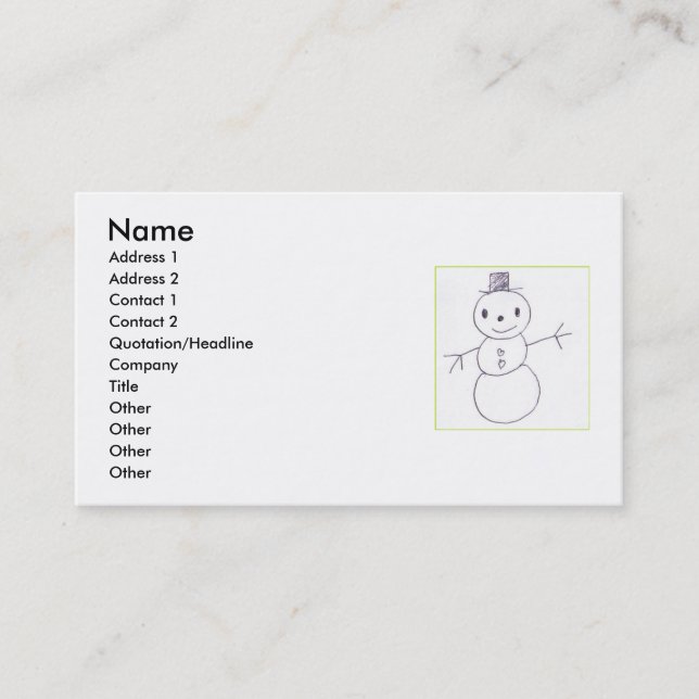 Snowman Businesses cards (Front)