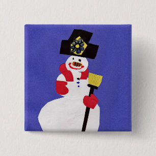 Snowman by VictoriaShaylee 15 Cm Square Badge