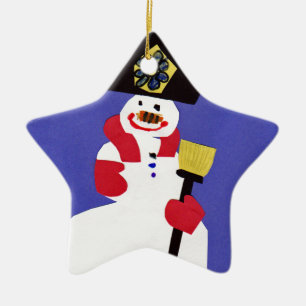 Snowman by VictoriaShaylee Ceramic Ornament
