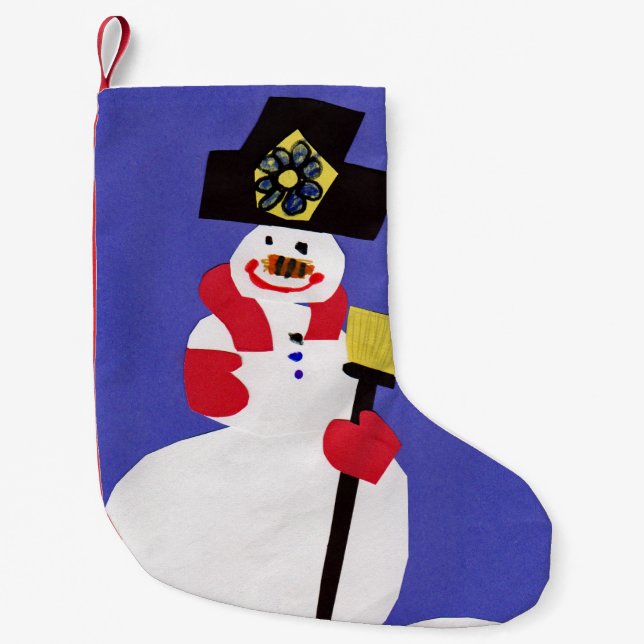 Snowman by VictoriaShaylee Small Christmas Stocking (Front)