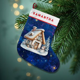 Snowman & Cabin Night Personalized Stocking