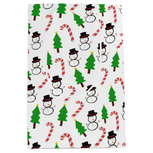 Snowman Candy Cane Christmas Tree Medium Gift Bag