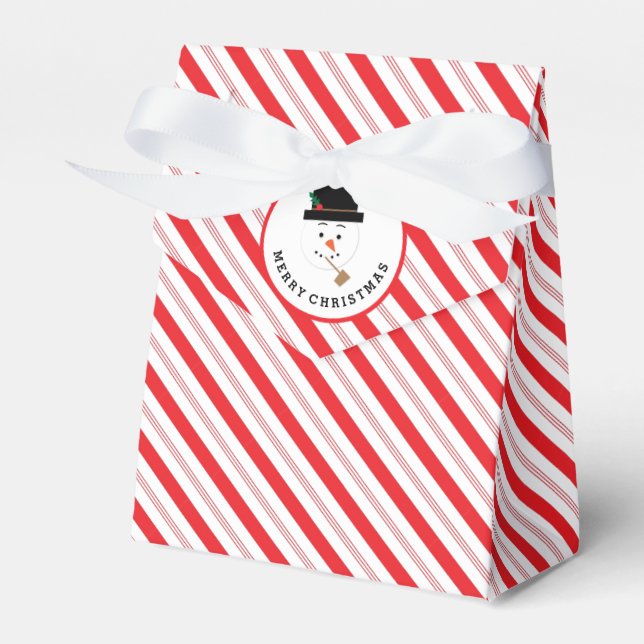 Snowman candy cane stripe favour box (Front Side)