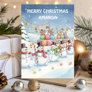 Snowman Candy Parade Kids Christmas Card