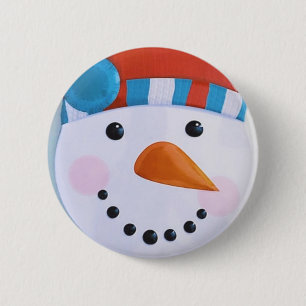 Snowman Carrot Nose Winter Christmas 6 Cm Round Badge