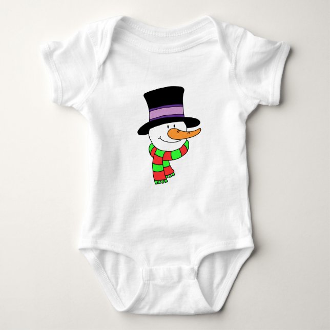 Snowman Cartoon Baby Bodysuit (Front)