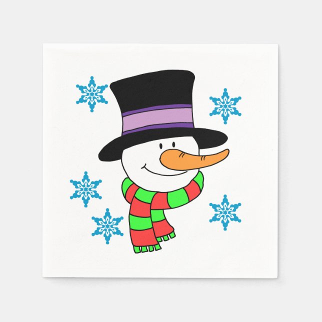Snowman Cartoon Paper Napkins (Front)