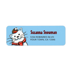 Snowman Cat & Robin Return Address Labels