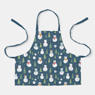 Snowman Cats Holiday Pattern Apron