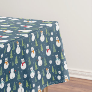 Snowman Cats Holiday Pattern Tablecloth