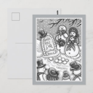 SNOWMAN CEMETERY, MELTED BEFORE HIS TIME, MOURNERS POSTCARD