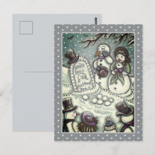 SNOWMAN CEMETERY, MELTED BEFORE HIS TIME, MOURNERS POSTCARD