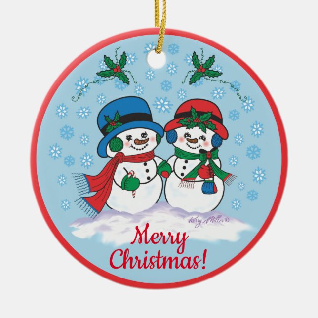 Snowman Ceramic Ornament (Front)