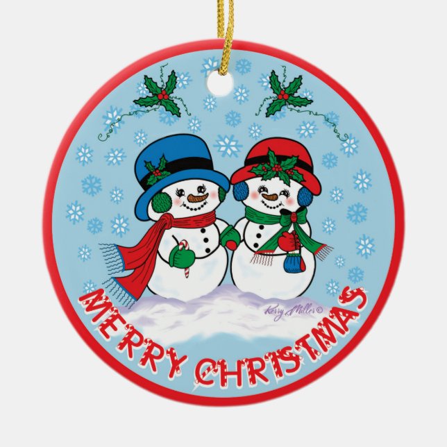 Snowman Ceramic Ornament (Front)
