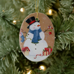 Snowman Ceramic Ornament