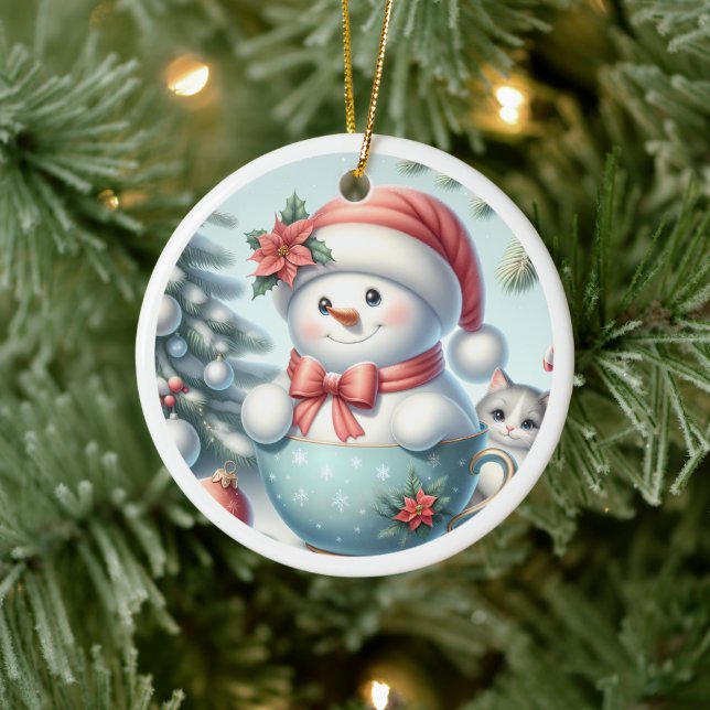 Snowman Ceramic Ornament (Tree)