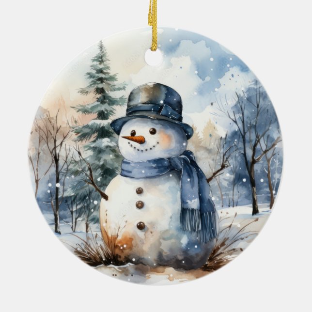 Snowman Ceramic Ornament (Back)