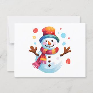 Snowman - Cheerful Snowman for Christmas Holiday Postcard