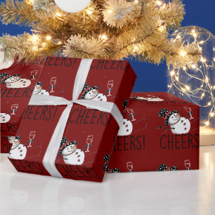 Snowman Cheers Wine Christmas Funny Xmas Winter Wrapping Paper