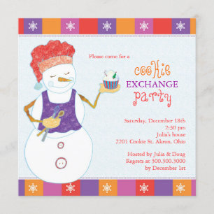 Snowman Chef Holiday Cookie Swap Party Invitation