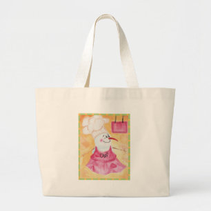 Snowman Chef in Apron & Chef's Hat Large Tote Bag