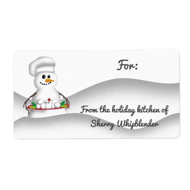 Snowman chef serving snowballs from the kitchen of (Front)