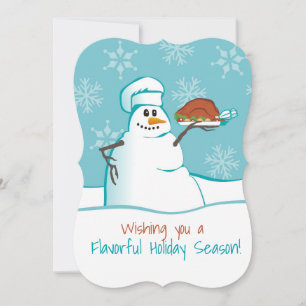 Snowman chef turkey dinner culinary Christmas card