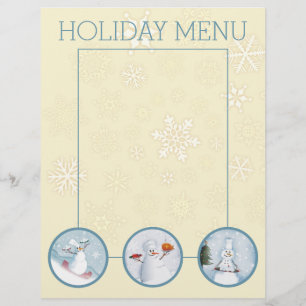 Snowman chefs Christmas holiday menu letterhead